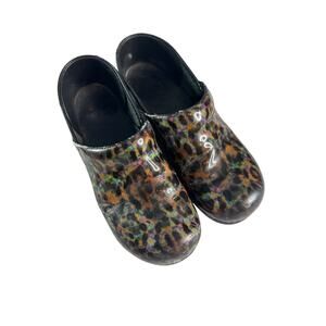 Dansko Professional Clogs Sz 40 Multicolor Leopard Patent Leather Nursing